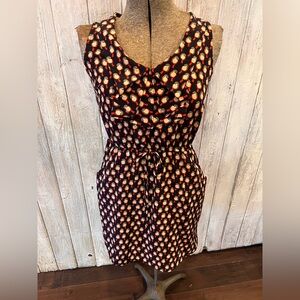 Bebop Birds Sleeveless Dress - Navy and Red